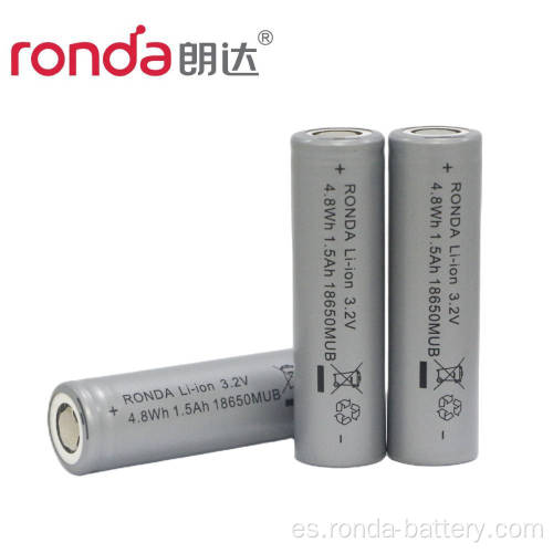 IFR18650-1500mAh 3.2V Batería cilíndrica de LifePO4
